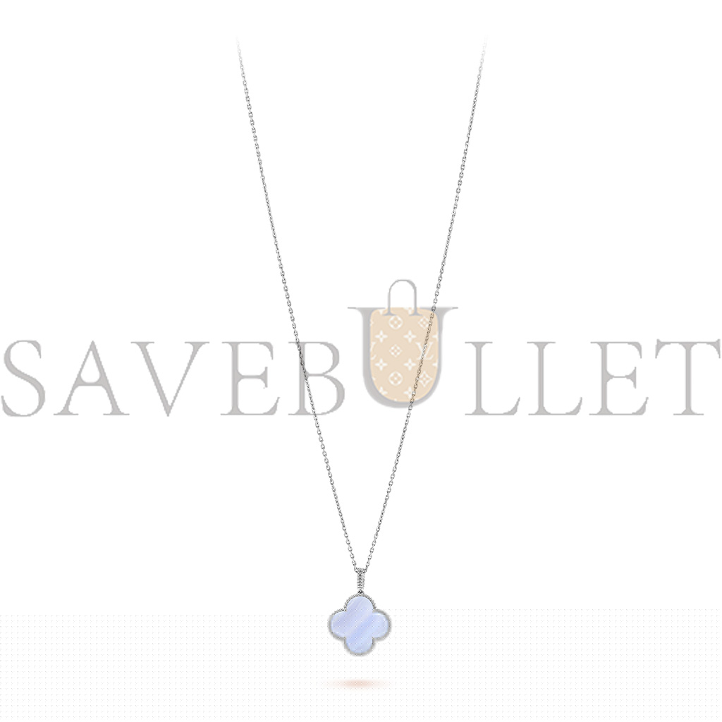 VAN CLEEF  ARPELS MAGIC ALHAMBRA LONG NECKLACE, 1 MOTIF - WHITE GOLD, CHALCEDONY  VCARP6L900